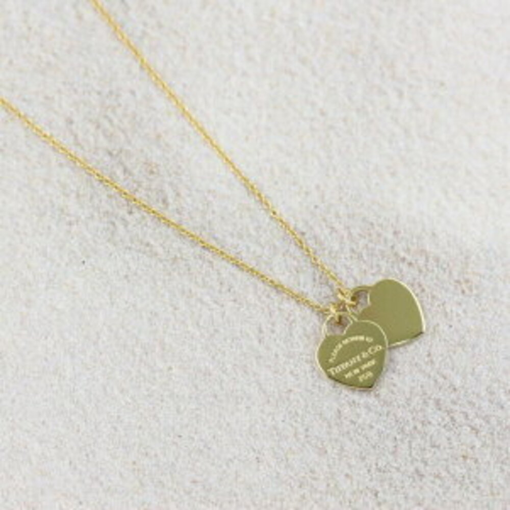 Tiffany Co Return to Tiffany Double Heart Necklace Yellow Gold